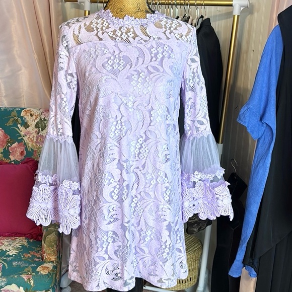 Jjs Fairyland Lavender Lace Dress Sz M - Picture 1 of 5